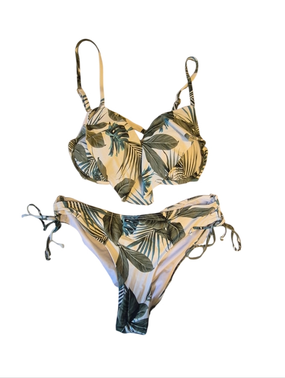 Tropical Two Piece Bikini, Sz L Top And Med Bottom